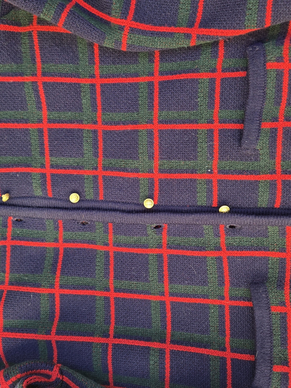 Classic Elements Navy Knit Sport Coat with Red & Green Windowpane